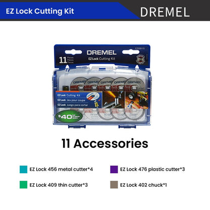 Kit de Corte Dremel EZ Lock Cortador de Plástico 476 Mandril 402 Cortador Fino 409 para Ferramenta Elétrica de Esmerilhamento EZ688-01 / 686