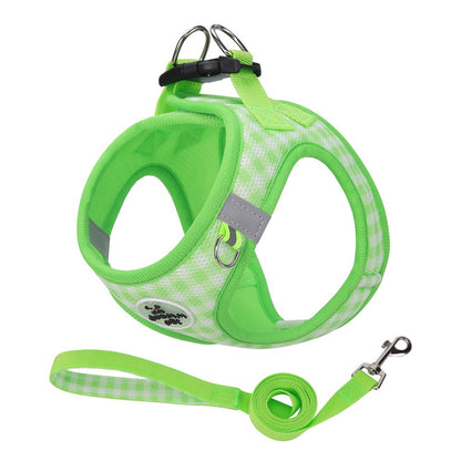 Colete Peitoral para Gatos com Estampa Xadrez, Coleira Atraente para Gatinhos, Coleira Anti-perda para Filhotes, Respirável para Exteriores, Ajustável e Refletora