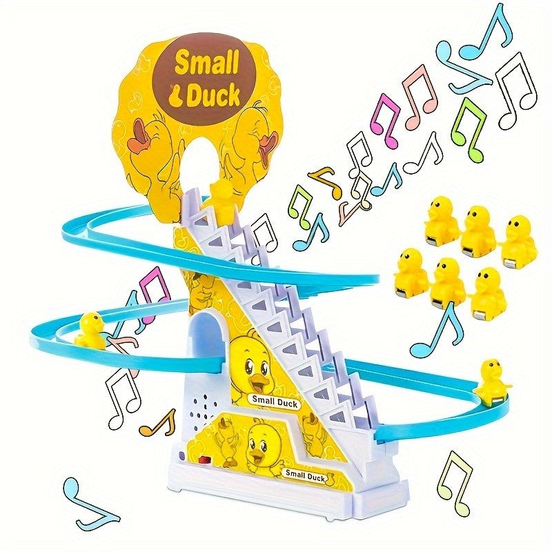 Brinquedo Ducky Escalada de Escadas com Luzes e Música, Pista de Deslize para Crianças, Brinquedo de Pista Divertido e Fofo, Perfeito para Presentes de Aniversário