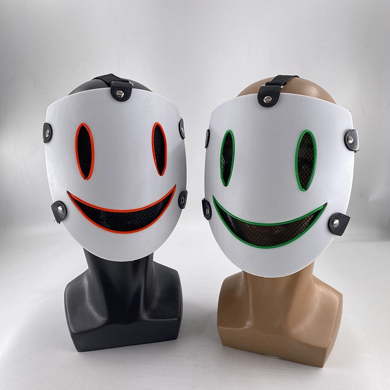 Anime High Rise Invasion Sniper LED Light up Mask Japanese Killer Japanese White Masks Carnival  Halloween Party Costume Props