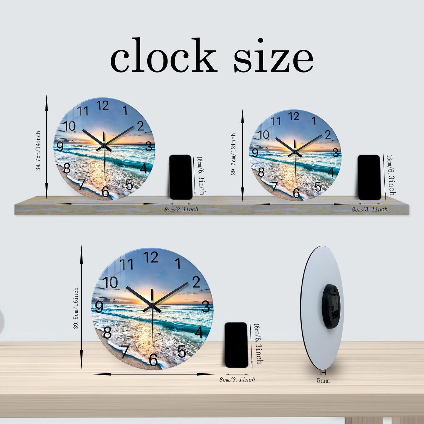Modern Fashion Marble Texture Pattern 4mm Thickeneded Tempered Glass Wall Clock Living Room Bedroom Kitchen Home Decoration Wall Clock Silent Quartz Clock Holiday Gift 12 Inches 14 Inches 16inch (Without Battery)