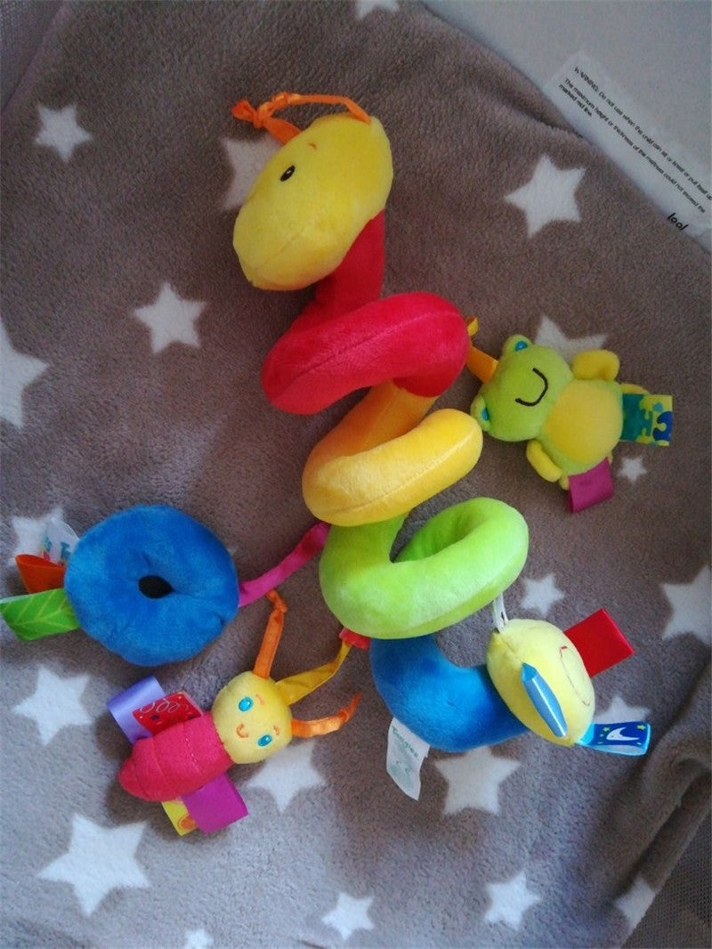 Baby Plush Hanging Toy Cartoon Cute Animals Shapes Prams Stroller Bed Spiral Activity Hanging Toys Colorful Soothing Rattles Toy
