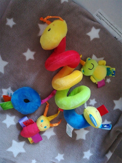 Baby Plush Hanging Toy Cartoon Cute Animals Shapes Prams Stroller Bed Spiral Activity Hanging Toys Colorful Soothing Rattles Toy