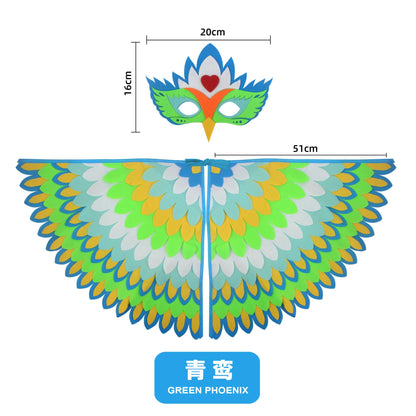 Bird Cosplay Costume Stage Performance Owl Peacock Wings Bird Felt Cape with Mask for Girls Boys Halloween Party Cloak
