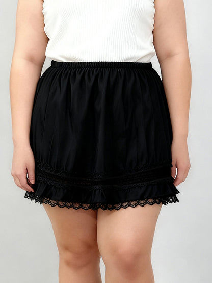 Stylish Women s Plus Size Lace Trim Skirt with Elastic Waistband - Trendy Summer Casual Mini Skirt for Fashionistas
