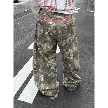 ZHIZOU Women Gothic Baggy Y2k Jeans American 2000s Style Embroidery Jean Pants Vintage Harajuku Oversize Denim Trousers Autumn