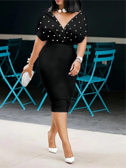 Fashion Party Dress For Wonen Sexy V Neck Package Hip Elegant Dresses 2025 Srping Summer Lady Solid Color Slim Office Midi Dress