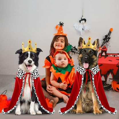 Fantasia de Capa de Rei de Cachorro de Halloween, Adorável e Engraçada, com Coroa, Capa de Rei Ajustável para Cães Grandes, Gatos, Suprimentos para Festas de Cosplay