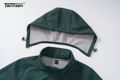 TACVASEN Women's Long Hooded Jacket Fleece Lined Softshell Jacket Waterproof Windproof Hiking Jacket Rain Coat Windbreaker Parka