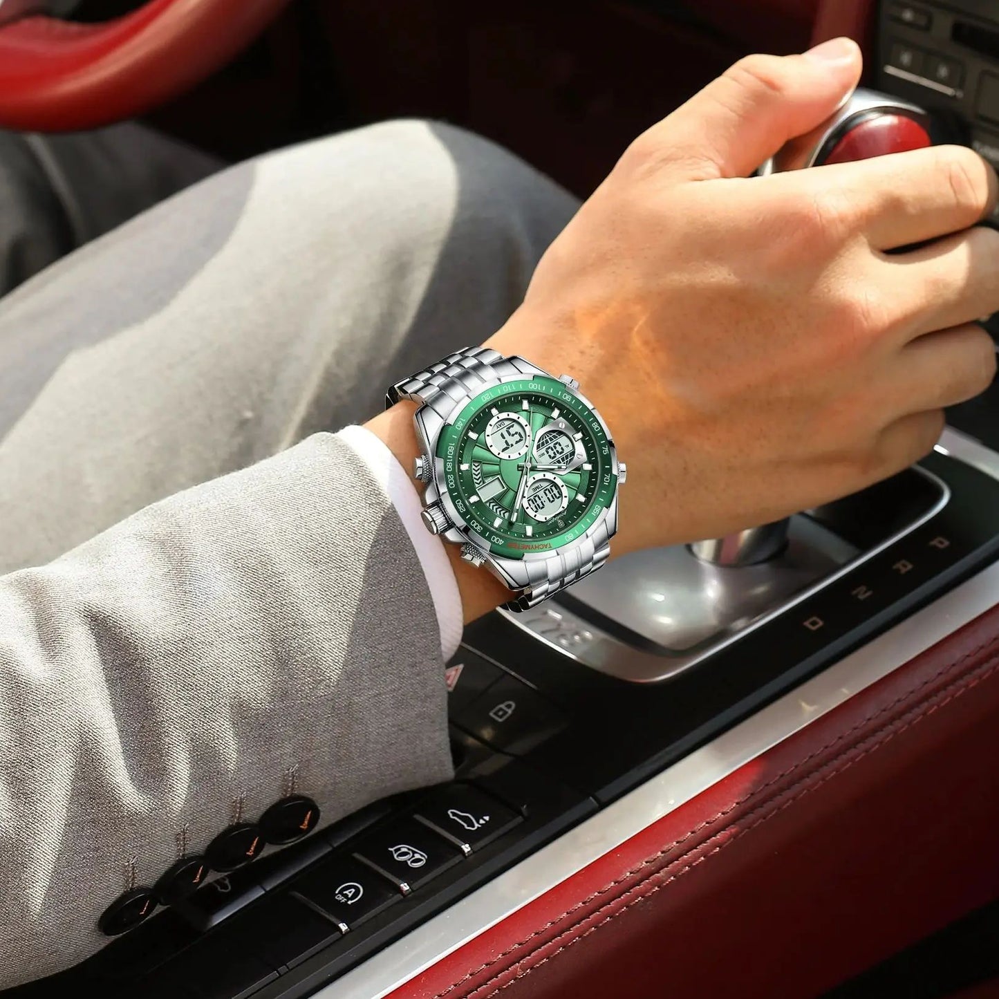 POEDAGAR Top Man Clock Waterproof Electronic LED Luxury Men's Watches Dual Time Display Digital Stainless Steel Men Quartz Watch