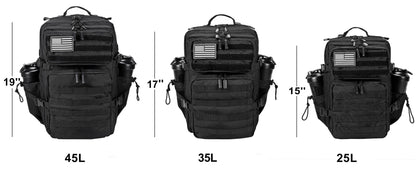 LHl 35L Tactical Backpack Small Athlete Gym Bag for Men/Women Qutdoor Travel Hiking Molle Rucksack with Bottle Holder