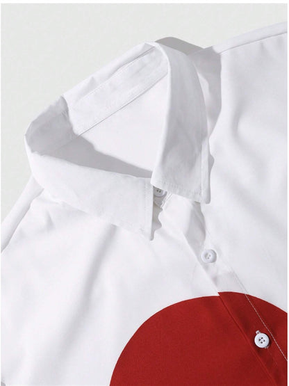 2024 Summer Shirt Men Hawaiian Men Short Sleeve Love Button Lapel Shirt Print Men Beach Travel Leisure Oversized XS-5XL