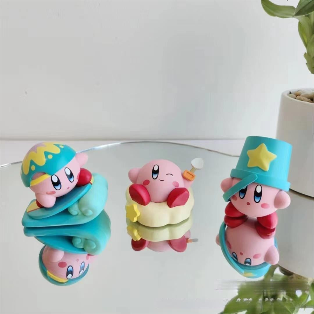 Jogo Kirby Beach Série Figuras Personagens de Desenhos Animados Bonitos Enfeites de Mesa Estatueta Coleção de Modelo PVC Presente de Aniversário para Fãs