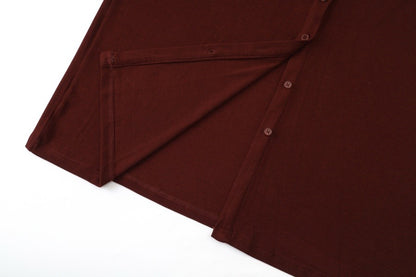 AS AW25 woman dress turn-down collar ribbing high elastic shirring maxi dress