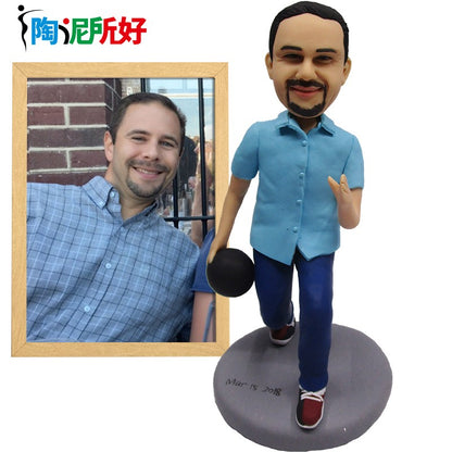 Bonecos Bobblehead Personalizados Feitos à Mão, Bonecos de Argila Personalizados Estatuetas Escultura a partir de foto, Presente de Natal para o Marido