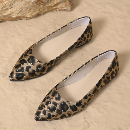 Leopard Shoes 2025 New Women Flats Woman Casual Shoes Pointe Toe Spring Summer Flat Fashion Ladies Shoes Slip-on Big Size
