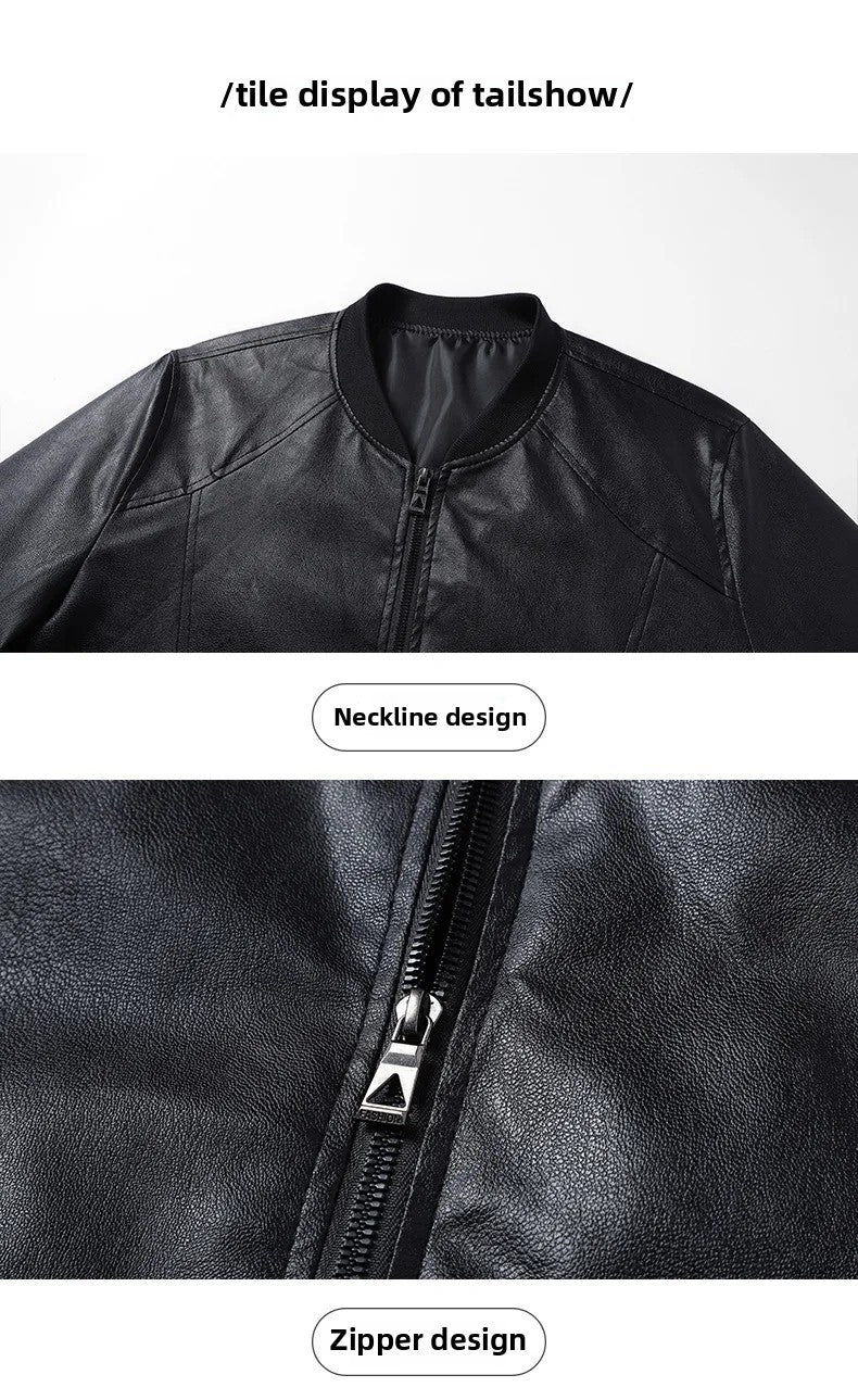 Men's Slim Fit Leather Jacket 2025 New Style Versatile Cool Fashionable PU Leather Coat Casual Streetwear