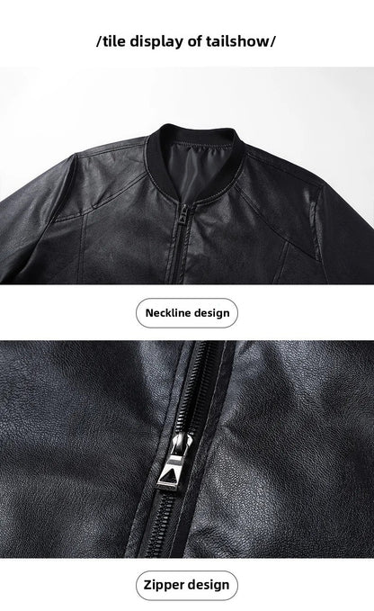 Men's Slim Fit Leather Jacket 2025 New Style Versatile Cool Fashionable PU Leather Coat Casual Streetwear
