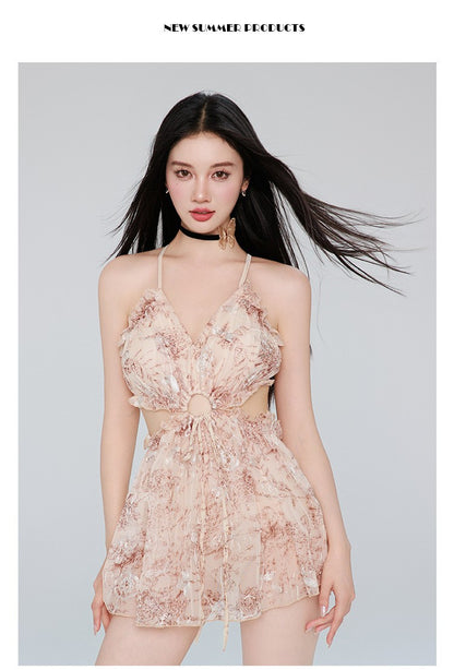 Ladies' One-piece Dress Style, High-end Sexy Backless Fairy-like Beach and Hot Spring Resort Swimsuit Breathable for Women