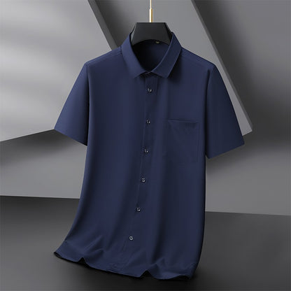 Men Shirt Short Sleeve Summer Waterproof Oil Proof Antifouling Oversize 6XL 7XL 8XL 10XL Plus Size Formal Casual High Quality
