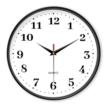 An 8-inch silent wall clock, modern white wall clock with simple design, battery operated quartz clock, adorns the family living