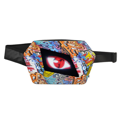 LOY Evil Eye Named Black Crossbody Bag with LED Screen Fashionable Tech-Integrated Stylish Shoulder Bag