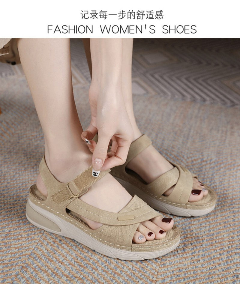 Sandal Lightweight Casual Sporty Comfortable Thick-Soled Velcro Versatile Fashion Trend Breathable National Style Wear-Resistant