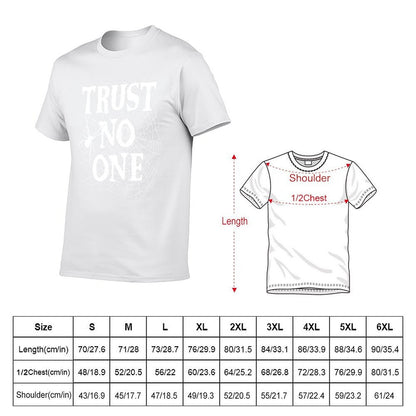 Trust No One Spider in a Spiderweb Quote T-Shirt man t shirts cotton black cotton t-shirt plain for man package T-Shirt