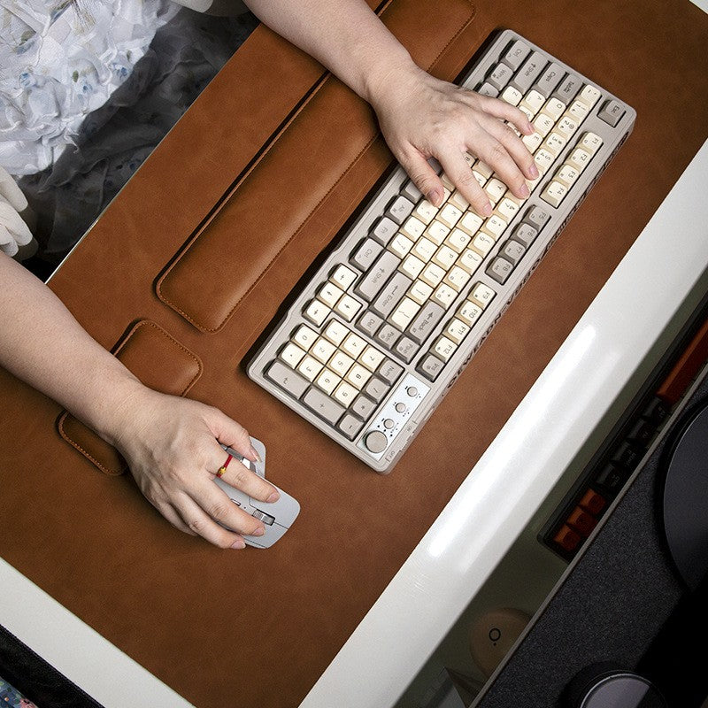 Mouse Pad de Mesa PU à Prova d'Água Grande Mousepad para Notebook Tapete de Mesa Antiderrapante Tapetes para Teclado Tapete de Mouse, protetor de pulso para mouse três peças
