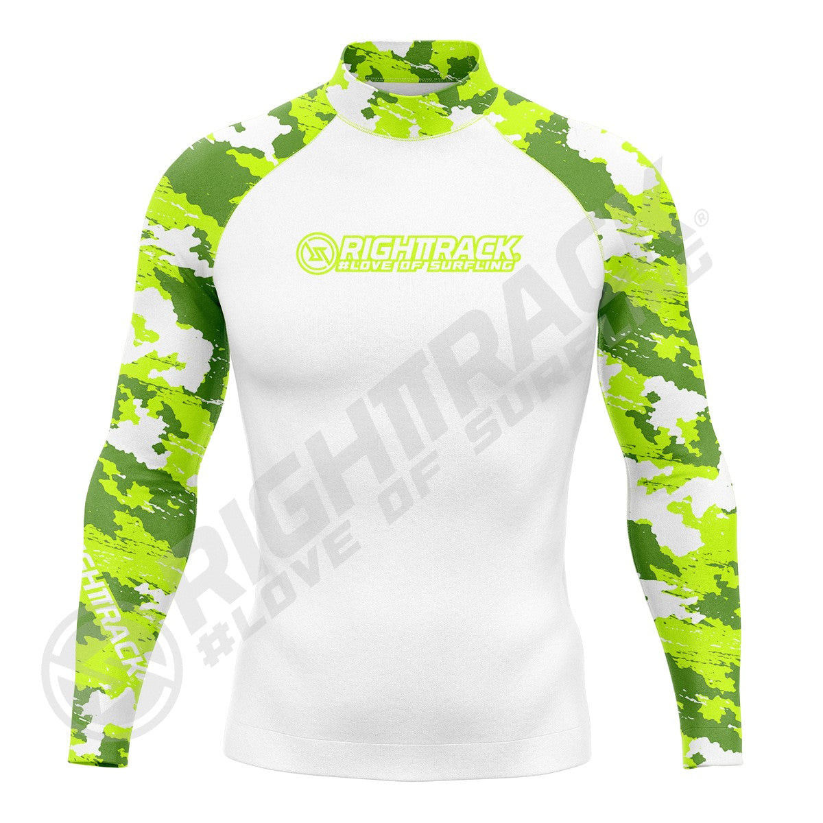 New Men's Surfing Shirt Spray Camo Lycra Rashguard RIGHTTRACK Surf Sportswear Beach UV Swimwear UPF50+ Clothes