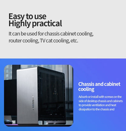 TEUCER 120mmx120mmx25mm 80mmx80mmx25mm 5V USB Exhaust Cooling Fan with Metal Mesh Foot Mat for Router TV Set-top Box Cooling