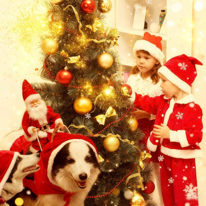 Melhor Presente de Natal Fantasia Divertida de Papai Noel Montando Cão Traje Festivo para Animais de Estimação para Fotografia Estilo Rena Roupa de Papai Noel com S-3XL