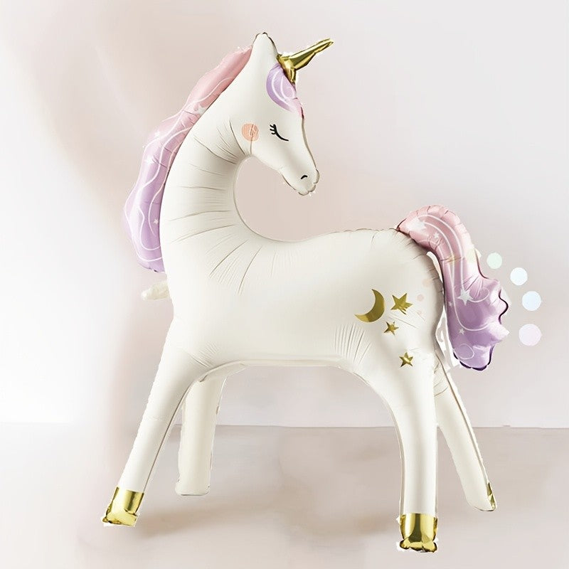 1pcs New 3D Standing Birthday Matte Retro Unicorn Wooden Horse Birthday Party Baby Shower Decoration Aluminum Film Balloons