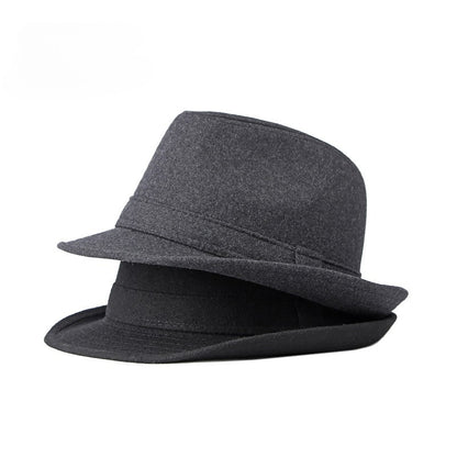 Gentleman Hat Men's British Style Retro Simple Pure Color Wool Top Hat Men's Casual Jazz Hat
