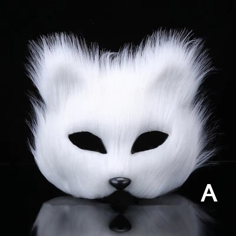 Halloween Fox Shape Half Face Eye Mask Sexy Imitation Cat Hair Animal Mask Christmas Carnival Party Cosplay Costume Props Masque
