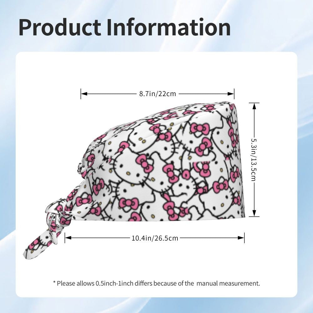 Custom Hello Kitty Medical Staff Scrubs Hat Women Men Cartoon Chara For Chef Hat Scrub Caps
