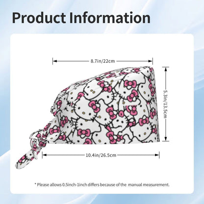 Custom Hello Kitty Medical Staff Scrubs Hat Women Men Cartoon Chara For Chef Hat Scrub Caps