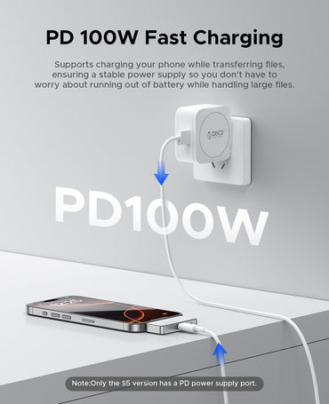 ORICO FlashPod 256GB MINI Portable SSD ProRes with Direct Plug & PD 100W Fast Charging for Dashcam Mobile Mac PC iPhone 16/15