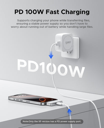 ORICO FlashPod 256GB MINI SSD Portátil ProRes com Plug Direto e Carregamento Rápido PD 100W para Dashcam Celular Mac PC iPhone 16/15