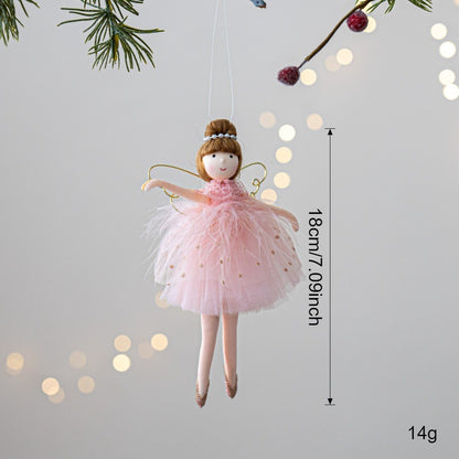 Christmas chiffon dress angel girl doll decoration Christmas tree pendant hanging decoration family New Year decoration