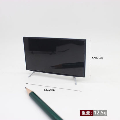 1/12 Dollhouse Mini TV with Stand Base TV Scale Miniature Model Home Decor Decoration Toys Gift Doll House Accessories Crafts