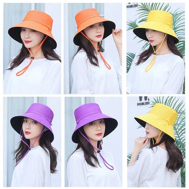 Summer Foldable Bucket Hat Unisex Women Outdoor Sunscreen Cotton Fishing Hunting Cap Double Side Sun Prevent Hats Bucket Hat