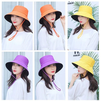 Summer Foldable Bucket Hat Unisex Women Outdoor Sunscreen Cotton Fishing Hunting Cap Double Side Sun Prevent Hats Bucket Hat