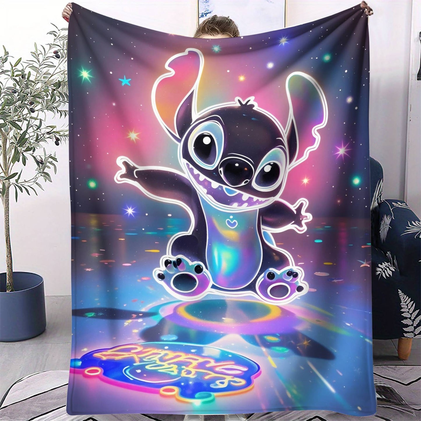 Disney Dream Stitch Print Blanket Multifunctional Flannel Blanket Birthday Gift for Home Outdoor Travel Camping Nap Cover