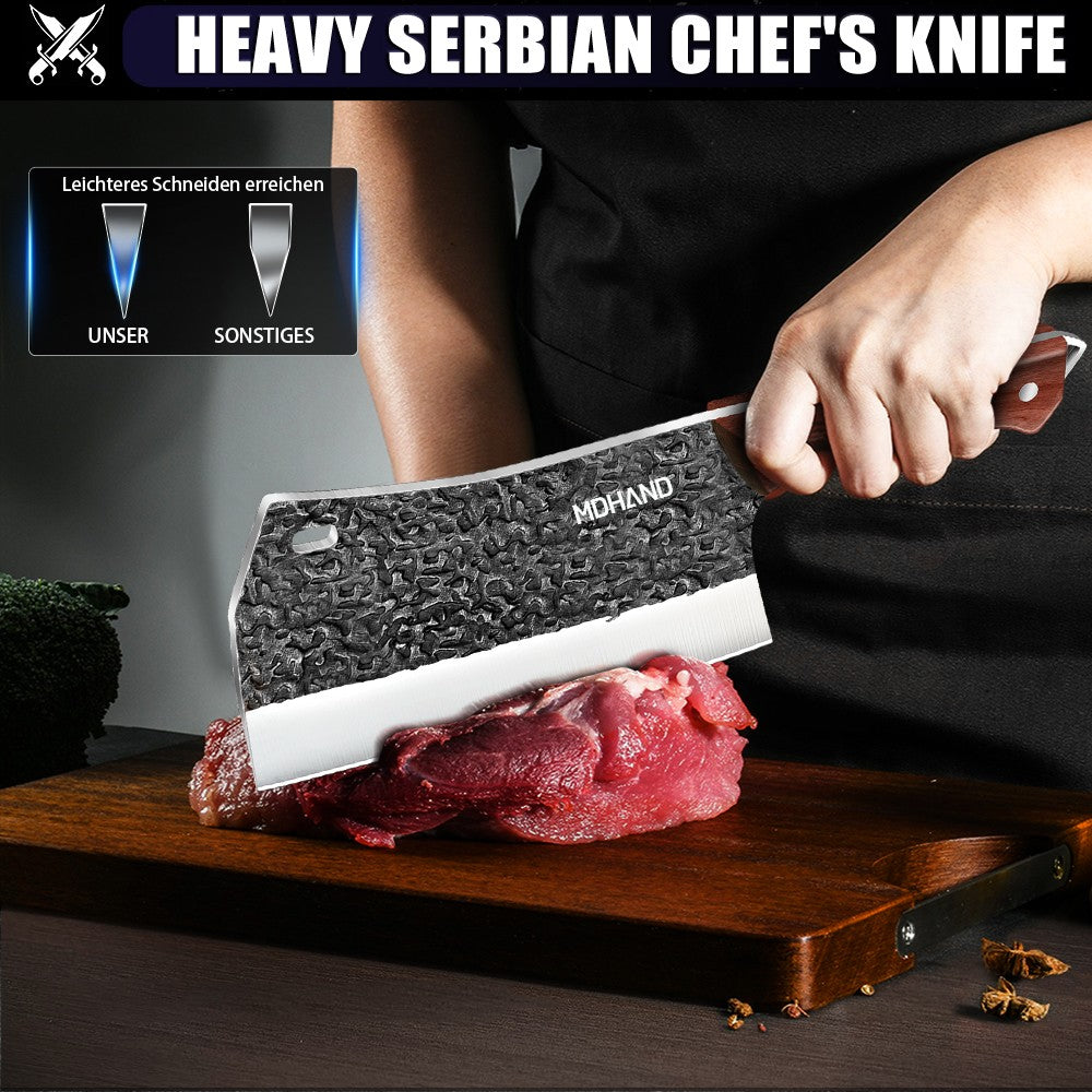 ZENG 4pcs Forged Kitchen Knives Meat Vegetable Hammered Style Chopper Red Sandalwood Handle Stainless Steel Bone Cutting Knife