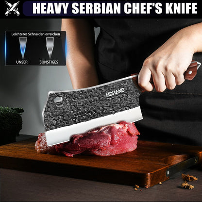 ZENG 4pcs Forged Kitchen Knives Meat Vegetable Hammered Style Chopper Red Sandalwood Handle Stainless Steel Bone Cutting Knife