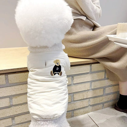 Jaqueta Fashion para Cães Down, Jaqueta de Inverno Quente para Cães, Estampa de Urso, Jaqueta para Cachorros, Casaco Macio e Fofo para Gatos, Roupas para Cães Bulldog Francês