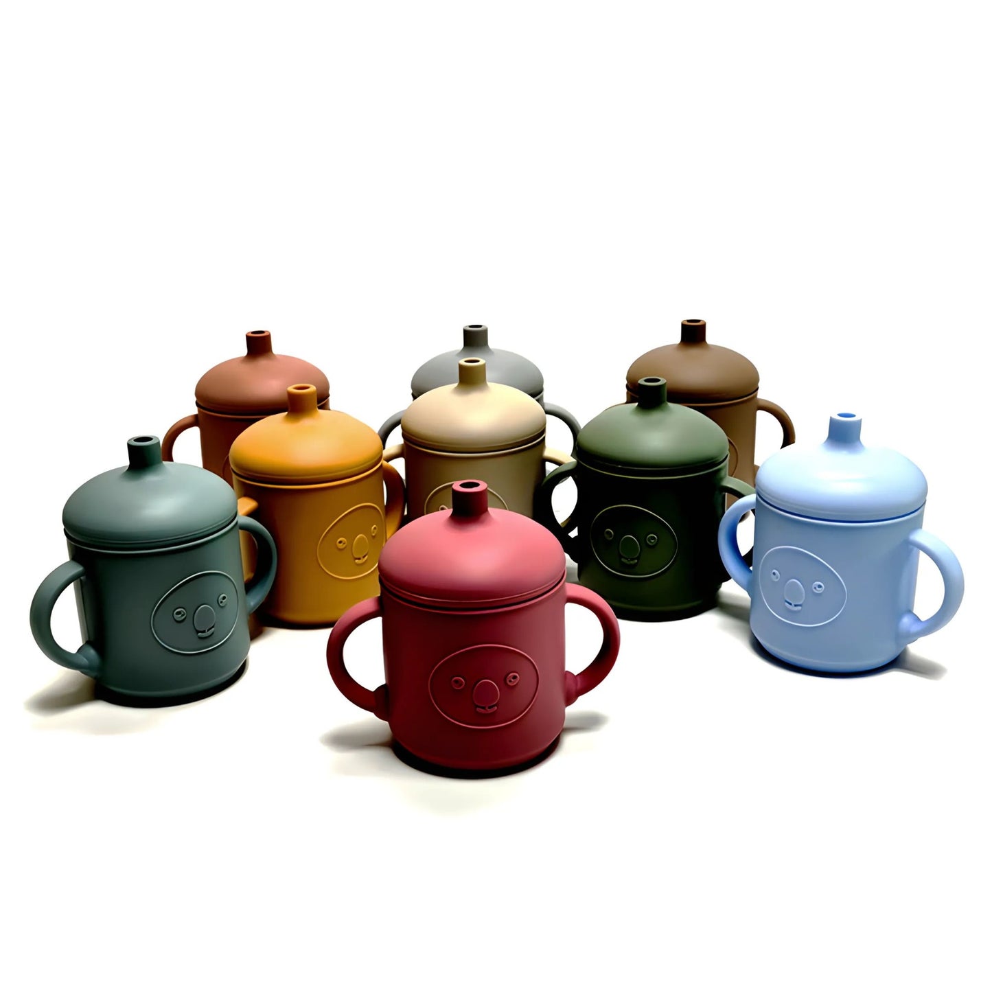 Silicone Learning Mug With Straw Children's Drop Resistant High Temperature Training Cup With Lid Baby Silicone Mug