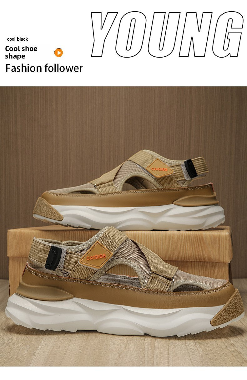 Men's Sandals Summer Platform Slippers Non-Slip Beach Pool Sandals Mesh Hole Men's Garden Shoes Flip Flop Outdoor Water Shoes