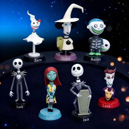 6PCS Nightmare Before Christmas Jack Jack Skellington / Freddy Krueger Bobble Head Doll PVC Action Figure Collection Toy